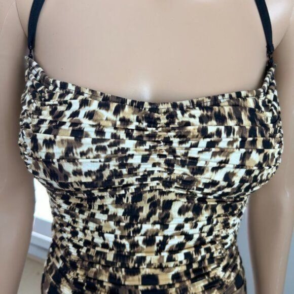 Carmen Marc Valvo Zanzibar Leopard-Print Shirred Maillot Swimsuit - Picture 9 of 11